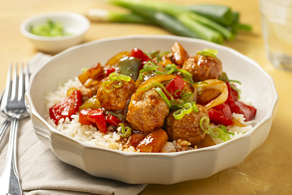 Sweet and Tangy Meatballs with Jasmine Rice
