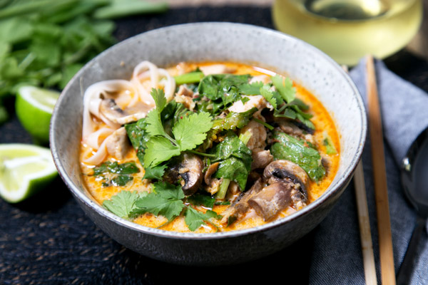 Chicken Laksa with Fresh Lime and Coriander