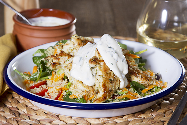 Easy Grilled Chicken with Couscous Salad and Lemony Yoghurt