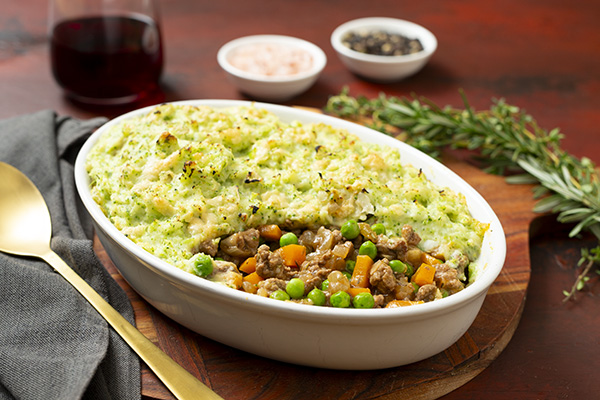 Beef and Lamb Shepherd's Pie Topped with Veg Mash