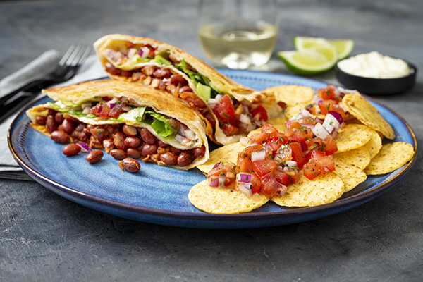Tik Tok Veggie Bean Wrap with Corn Chips and Salsa