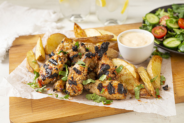 Grilled Lemon Pepper Wings with Wedges