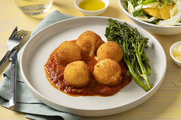 Four Cheese Arancini and Tomato Sugo and an Orange and Fennel Salad