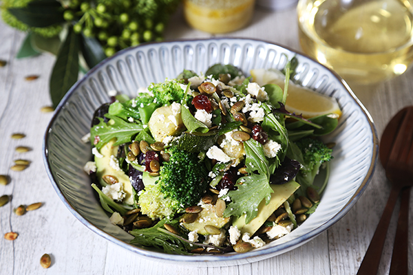 Super Green Salad with Fetta, Cranberry and Avocado