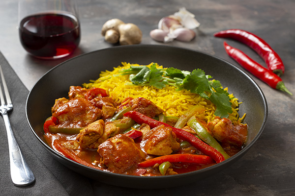 Chicken Jalfrezi with Turmeric and Coriander Rice