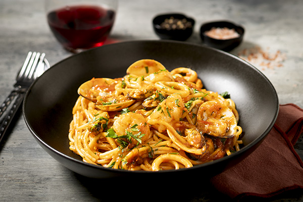 Classic Seafood Spaghetti Marinara with White Wine and a Rich Tomato Sauce