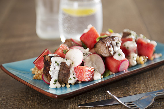 Beef and Watermelon Salad, Israeli Couscous