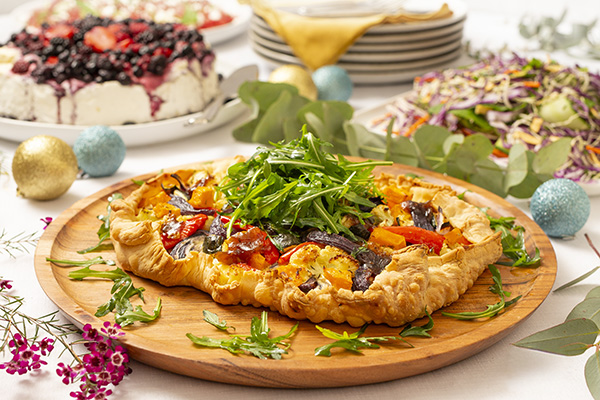 Roasted WA Butternut Pumpkin & Garden Vegetable Tart with Golden Buttery Pastry