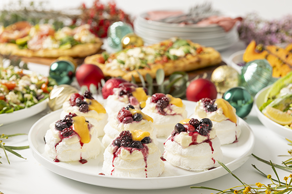 Mini Pavlovas Topped with Summer Berry Compote, and Small Batch WA Lemon Curd