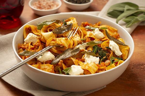 Lentil Pappardelle with Crispy Sage and Ricotta