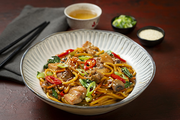 Hokkien Chicken Noodles with Pak Choy and Mushrooms