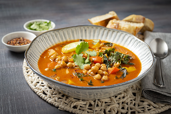 Brazilian Pumpkin and Chickpea Soup with Crunchy Ciabatta