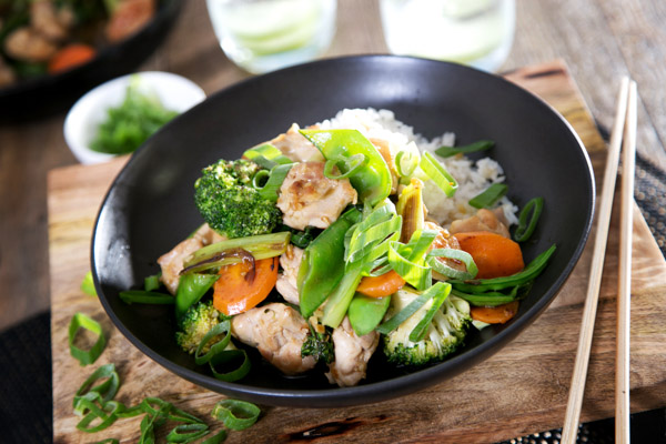 Honey, Garlic and Soy Chicken with Coconut Rice and Veggies