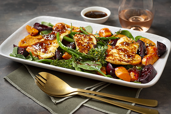 Seared Haloumi with Roasted Veg,