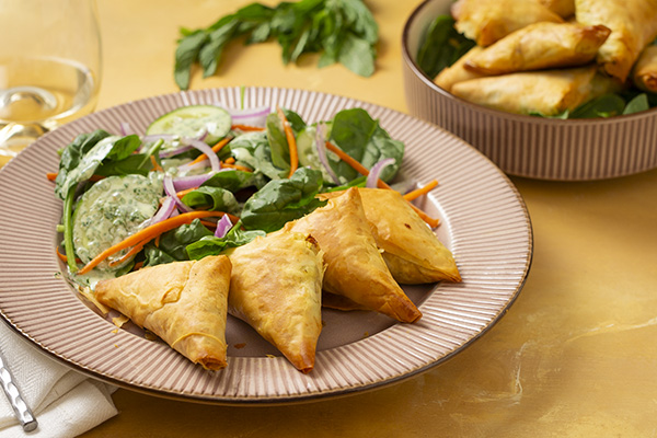Lamb and Beef Samosa with Coriander and Mint Yoghurt