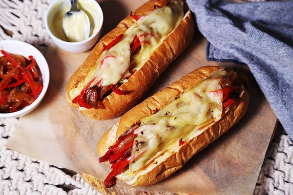 Philly Cheesesteak Meatball Hoagies with Mixed Leaves
