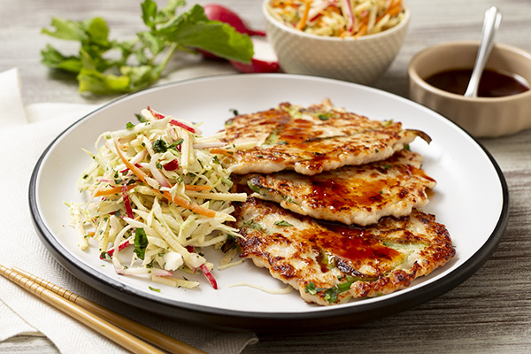 Korean Chicken Pancakes with Apple Slaw