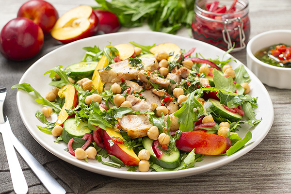 BBQ Honey Lime Chicken and a Chickpea and Nectarine Salad